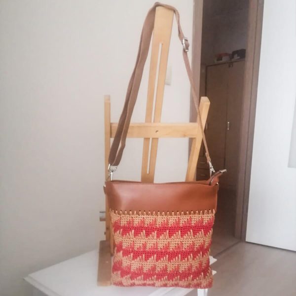 Kilim Desenli Dokuma Saplı Jüt Örgü Çanta